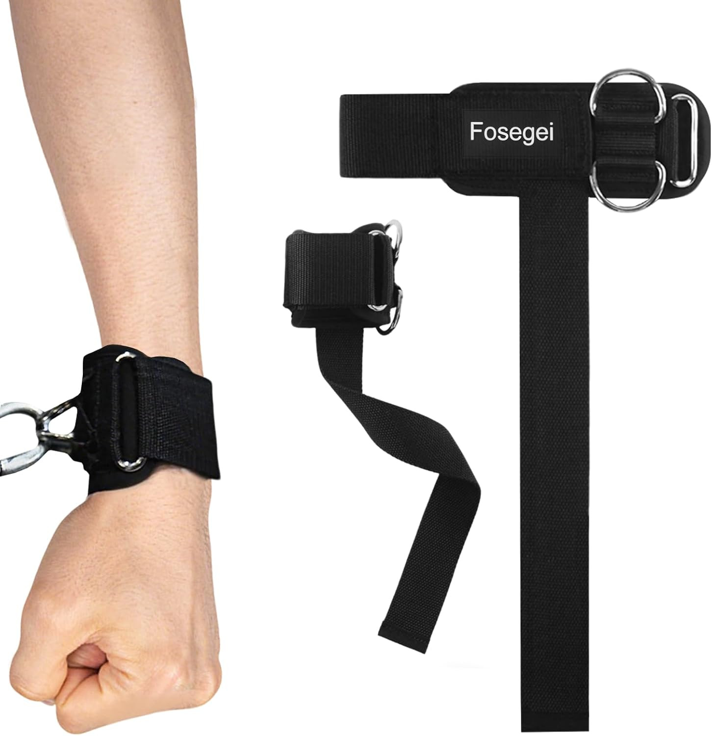 Heavy-Duty Adjustable Weight Lifting Straps with Cuffed D Ring for Gym Use