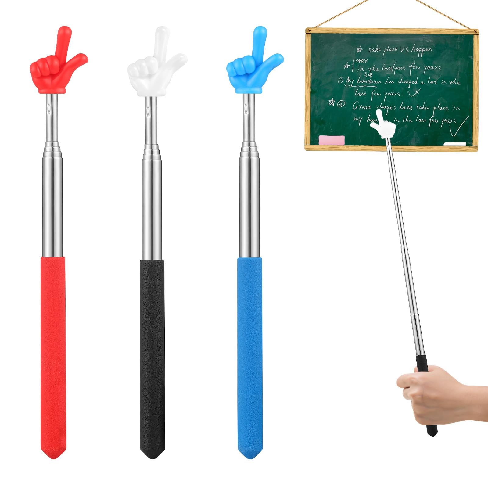 3 Pcs Pointer Finger Stick Multipurpose Teacher Pointer Stick Extendable Class