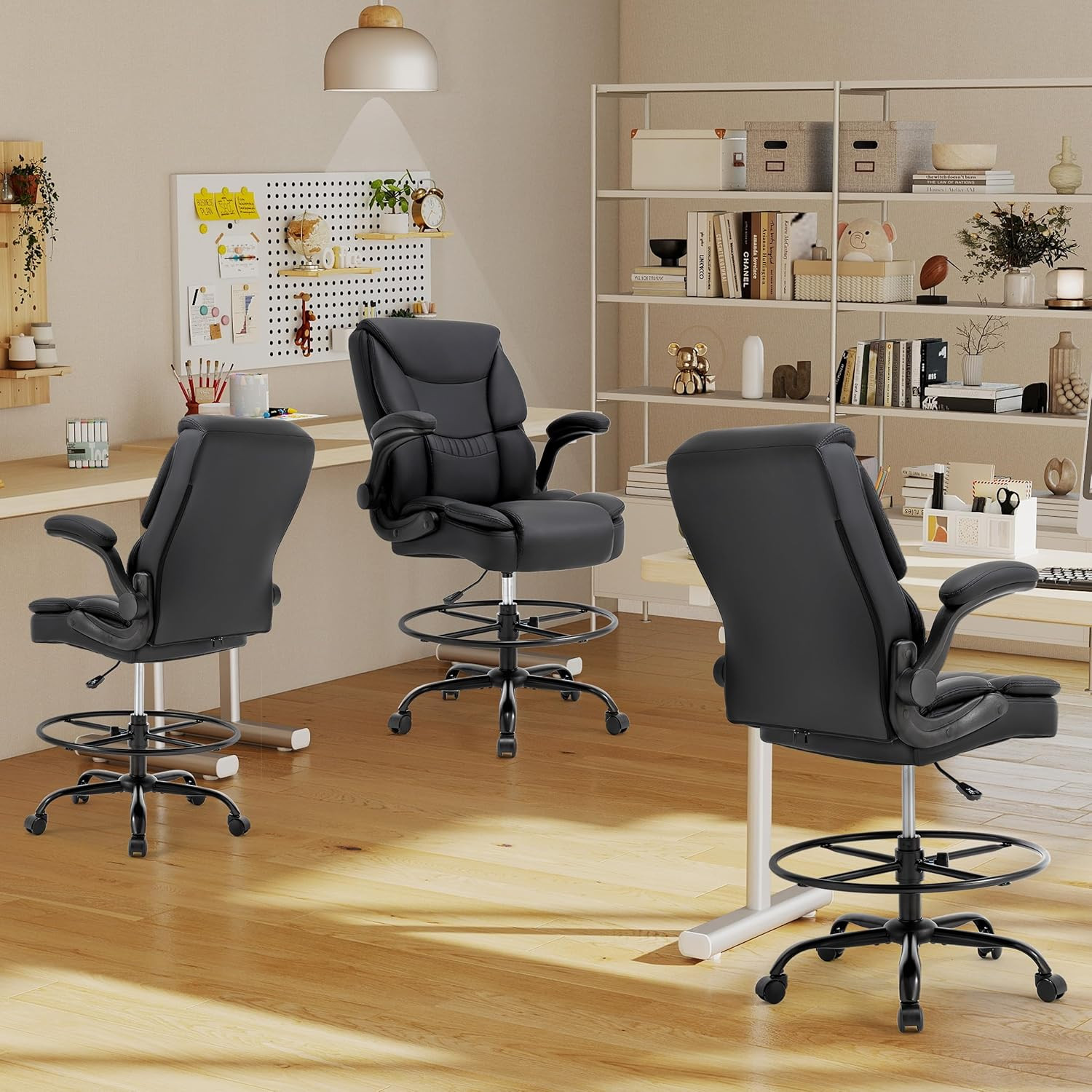 500LBS Drafting Chair, High Back Safer Standing Desk Chair, Executive Tall Offic