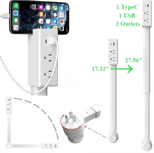 Electrical Outlet Expander Power Socket Rotating Sticks Sofas Nightstands Desk