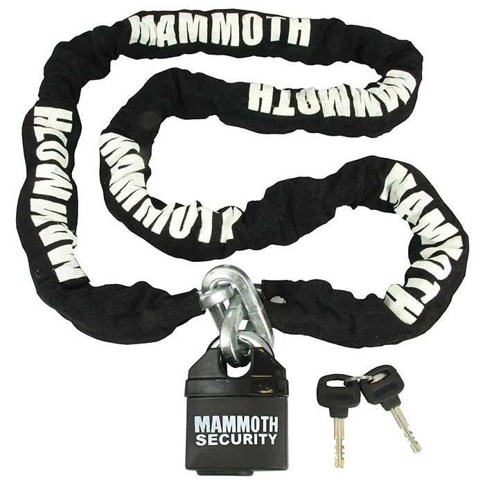 MAMMOTH 10MM X 1.8M MOTORCYCLE SECURITY BIKE SQUARE SECTION CHAIN & SHACKLE LOCK