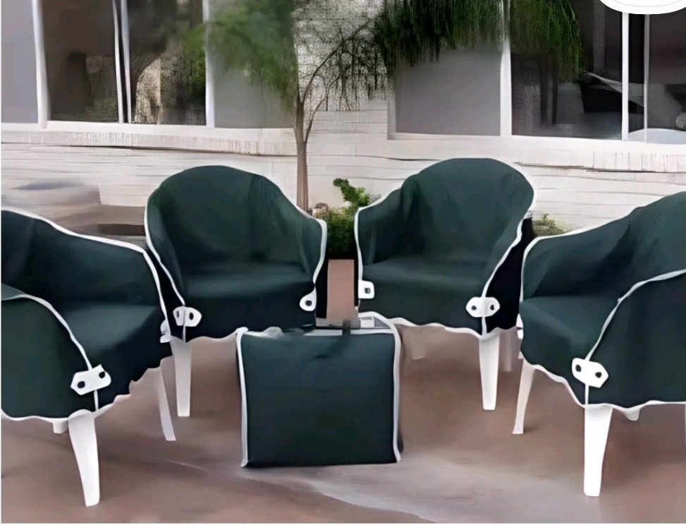 New Set Of 8 Klassy Kovers Low Back Padded Chair Green Covers, Color is Green.
