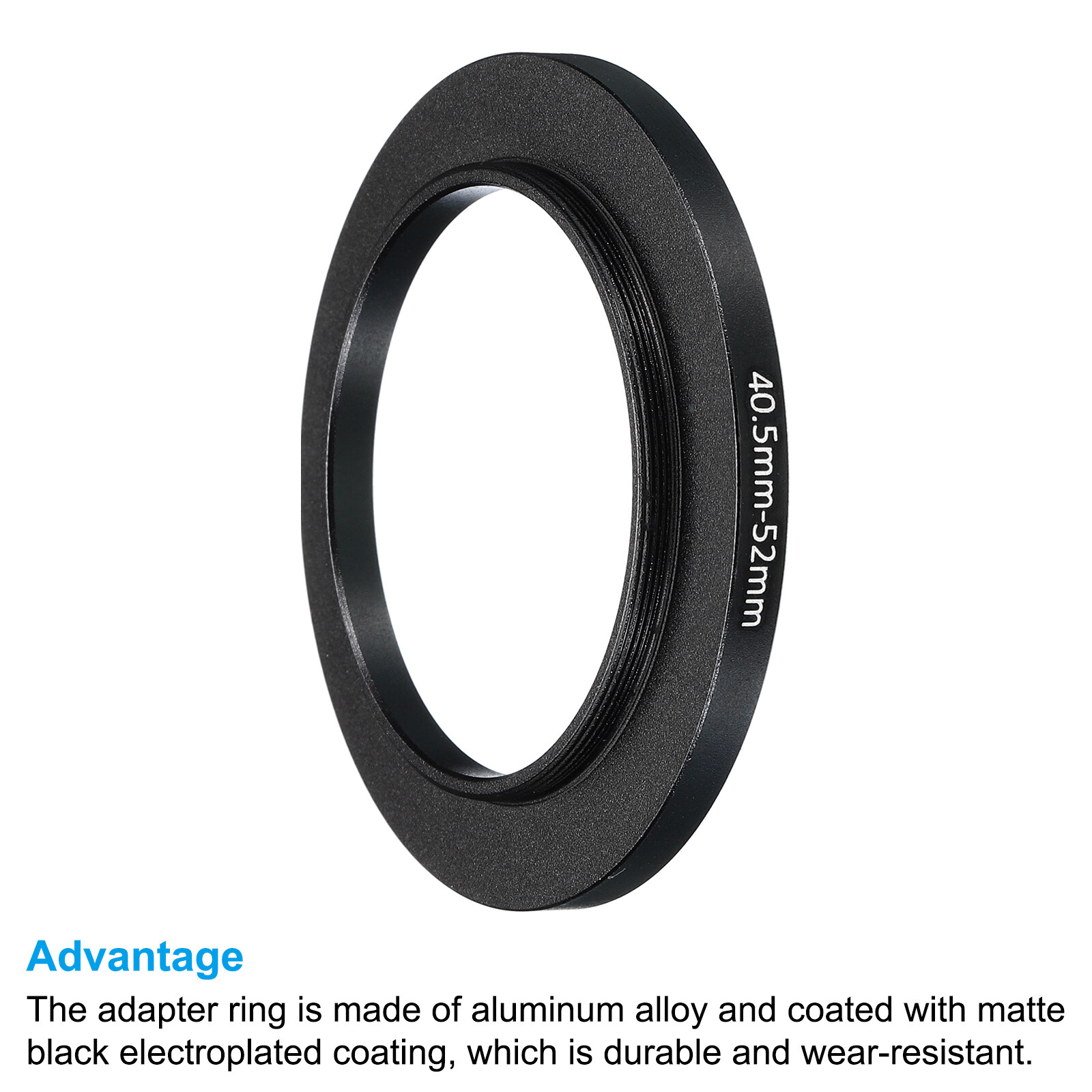 2Pcs Metal Step Up Ring 40.5mm-52mm Camera Lens Filter Adapter Ring Black
