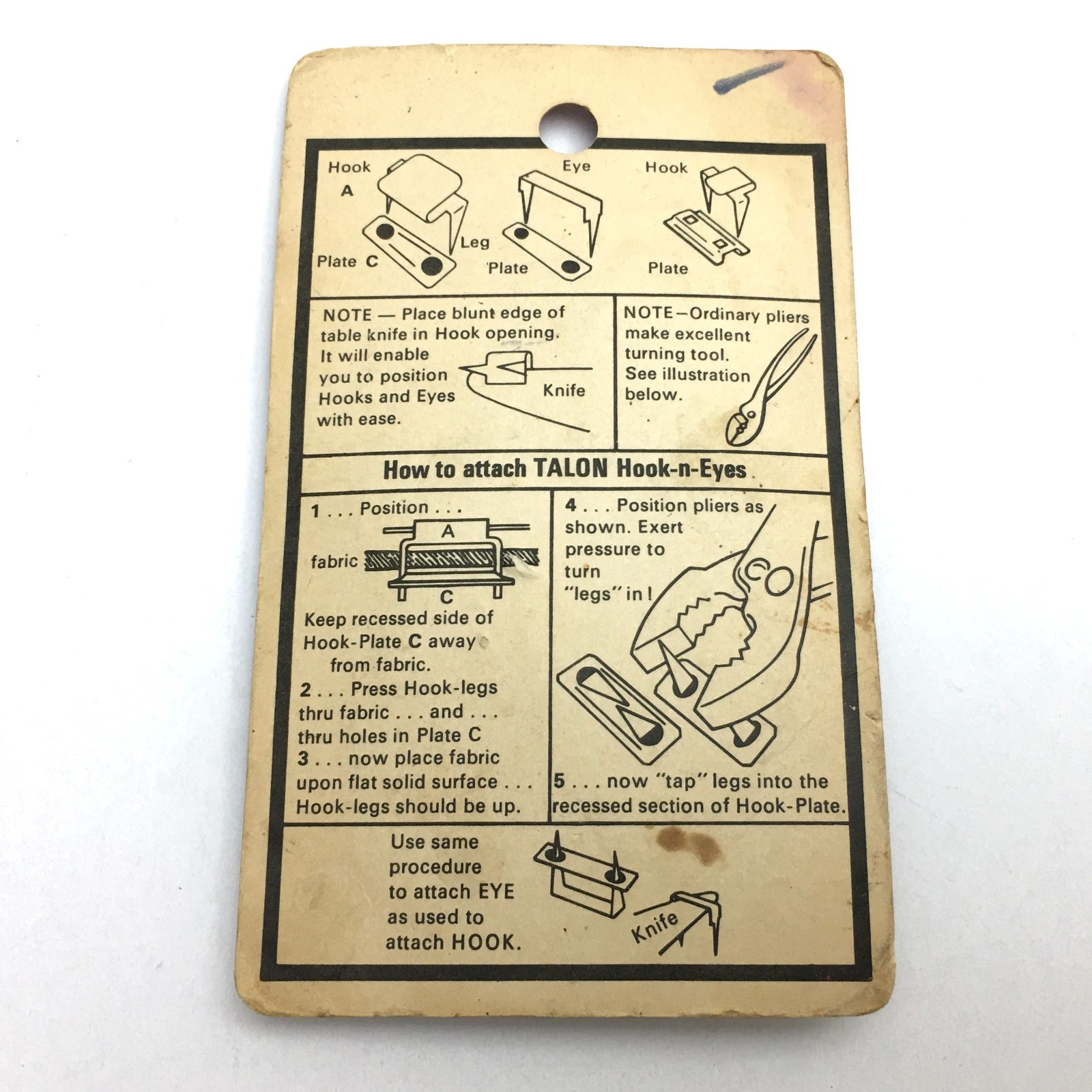 New Old Stock Vintage Talon Closures by White Sewing Machine Co Set of 6 No Sew