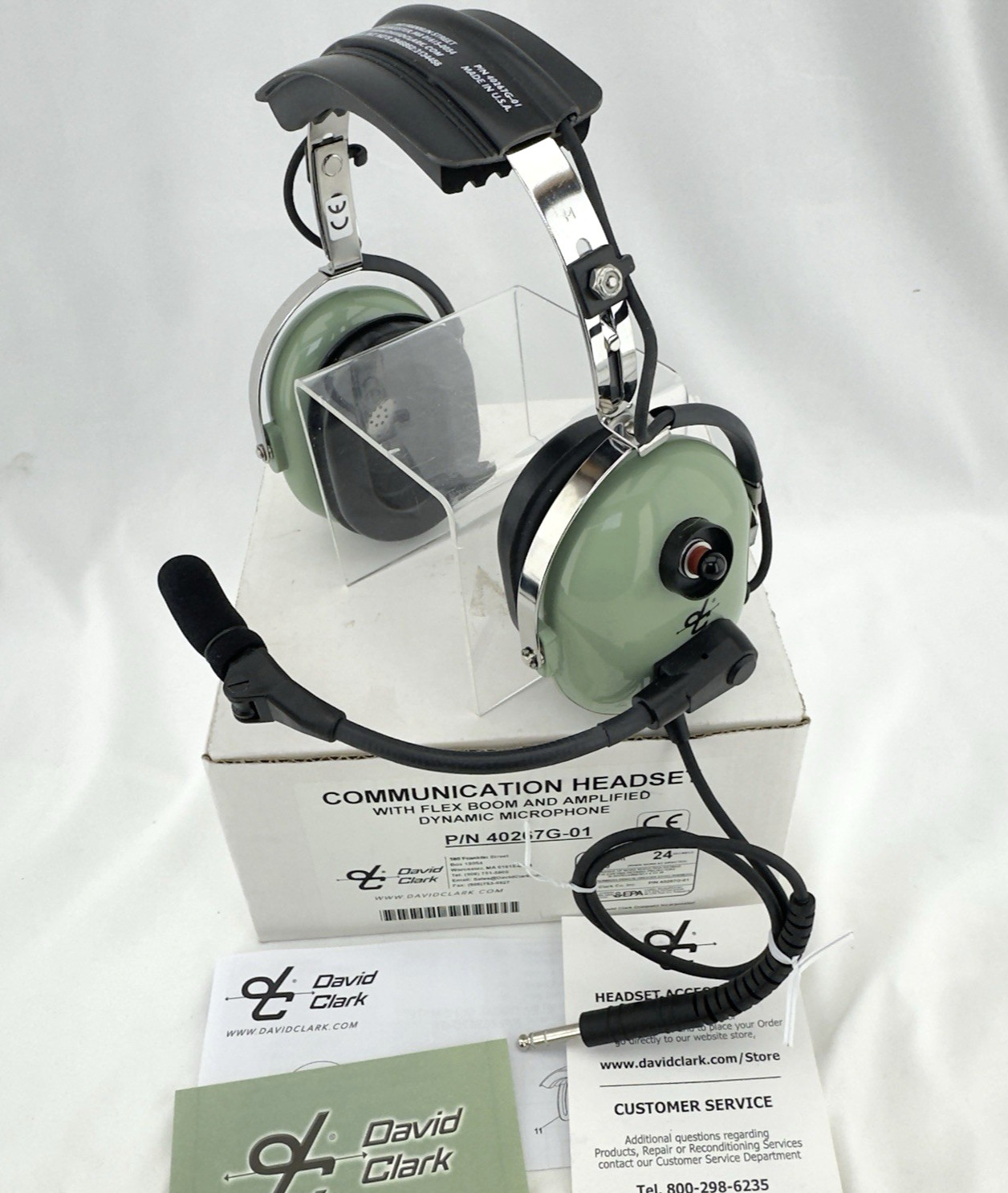 David Clark 40267G-01 Communication Headset W/Flex Boom Mic  United Airlines