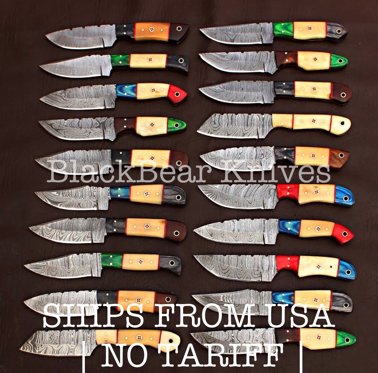 LOT OF 20 CUSTOM HANDMADE DAMASCUS STEEL HUNTING FULL TANG SKINNER EDC KNIFE