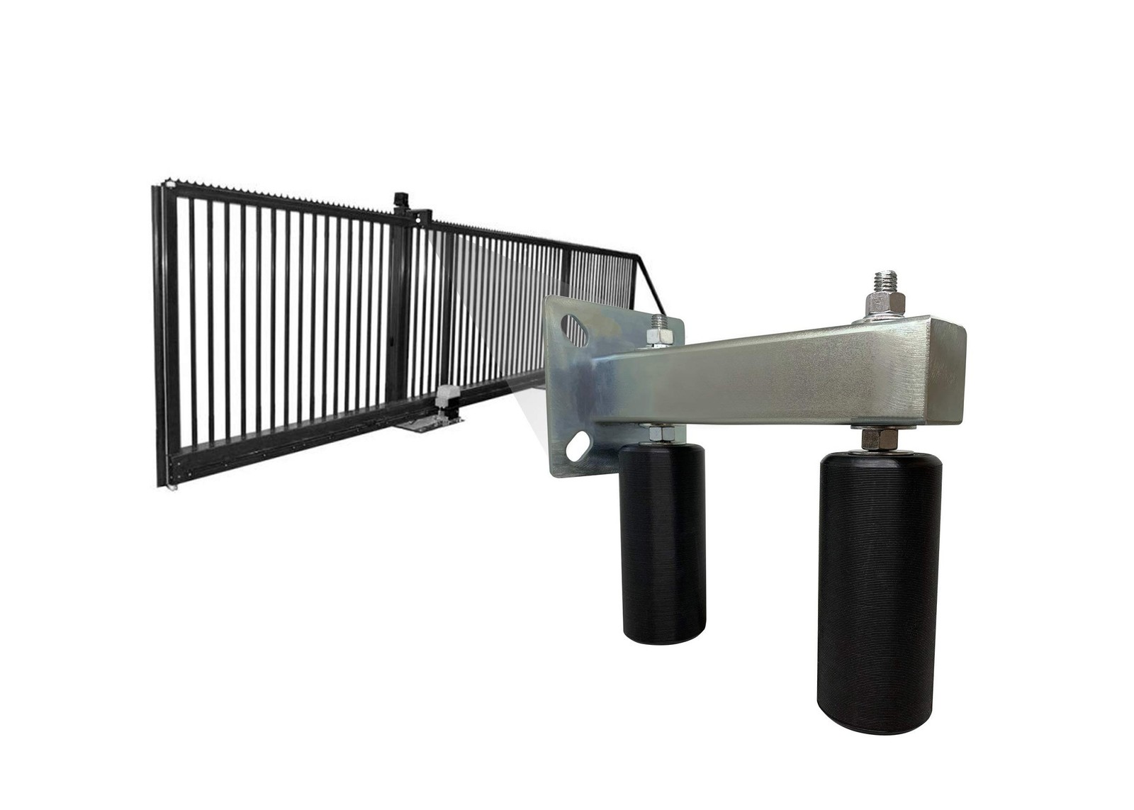 Adjustable Slide Gate Guide Rollers Upper Bolted Bracket Mount 6” Black Du