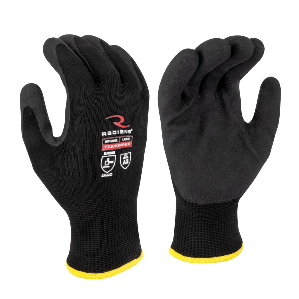Radians RWG803 Cut Level A3 Foam PVC Palm Coated Safety Gloves [12 PAIR]