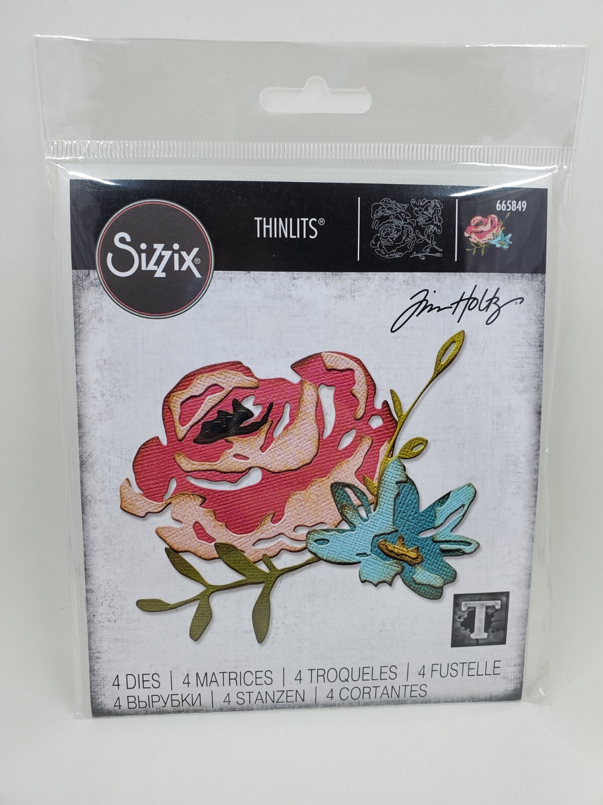 TH1 Sizzix Tim Holtz Brushstroke Flowers #4 Thinlits Dies New