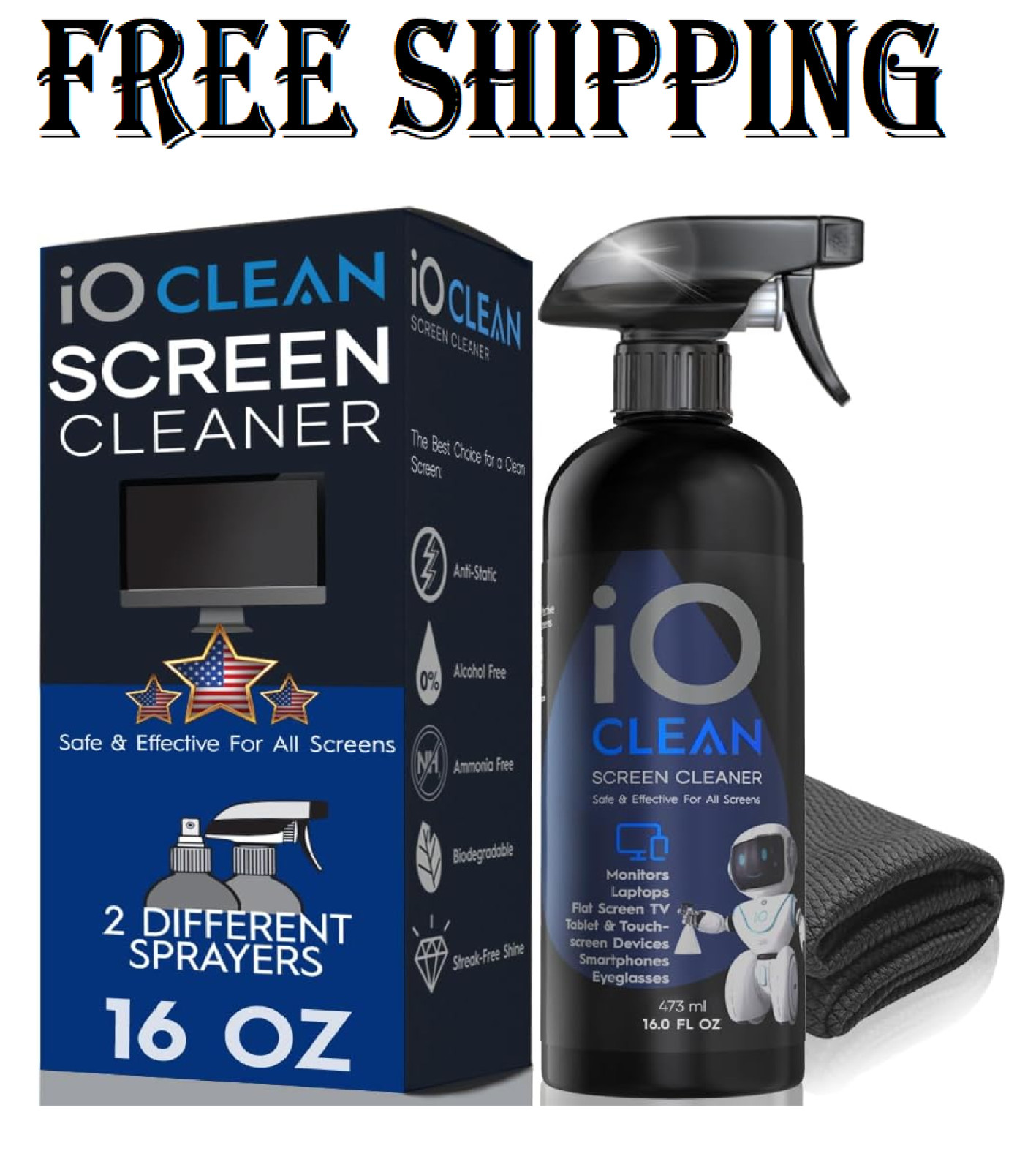 Screen Cleaner Spray (16oz) – Best Large Cleaning Kit for LCD LED OLED TV, Smart