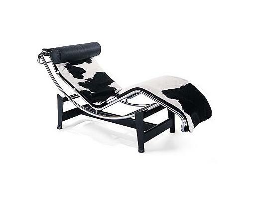 Classic modern design Le corbusier style LC4 lounge chair genuine cowhide brown