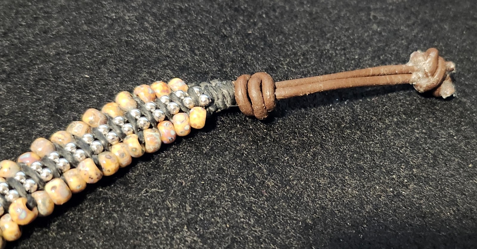 Handmade Stone Bead and Leather Bracelet