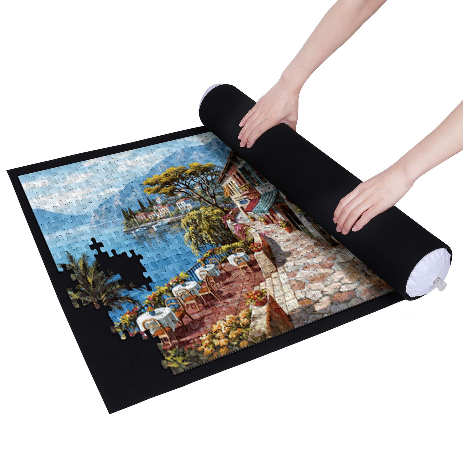 Becko US Puzzle Mat Roll Up with Drawstring Storage Bag, Felt Rollup Mat for