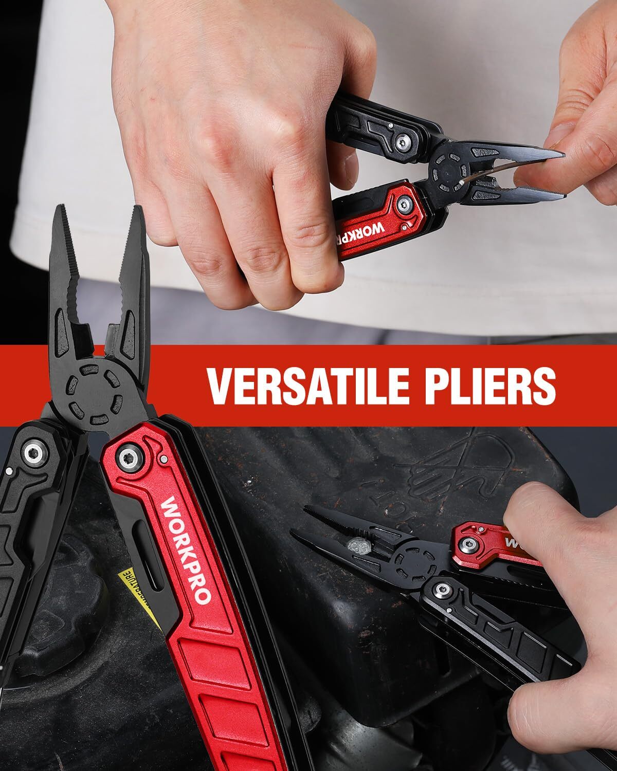 WORKPRO 11 in 1 Multitool Pliers with Safety Lock-Camping Tool Multi Tool Knives