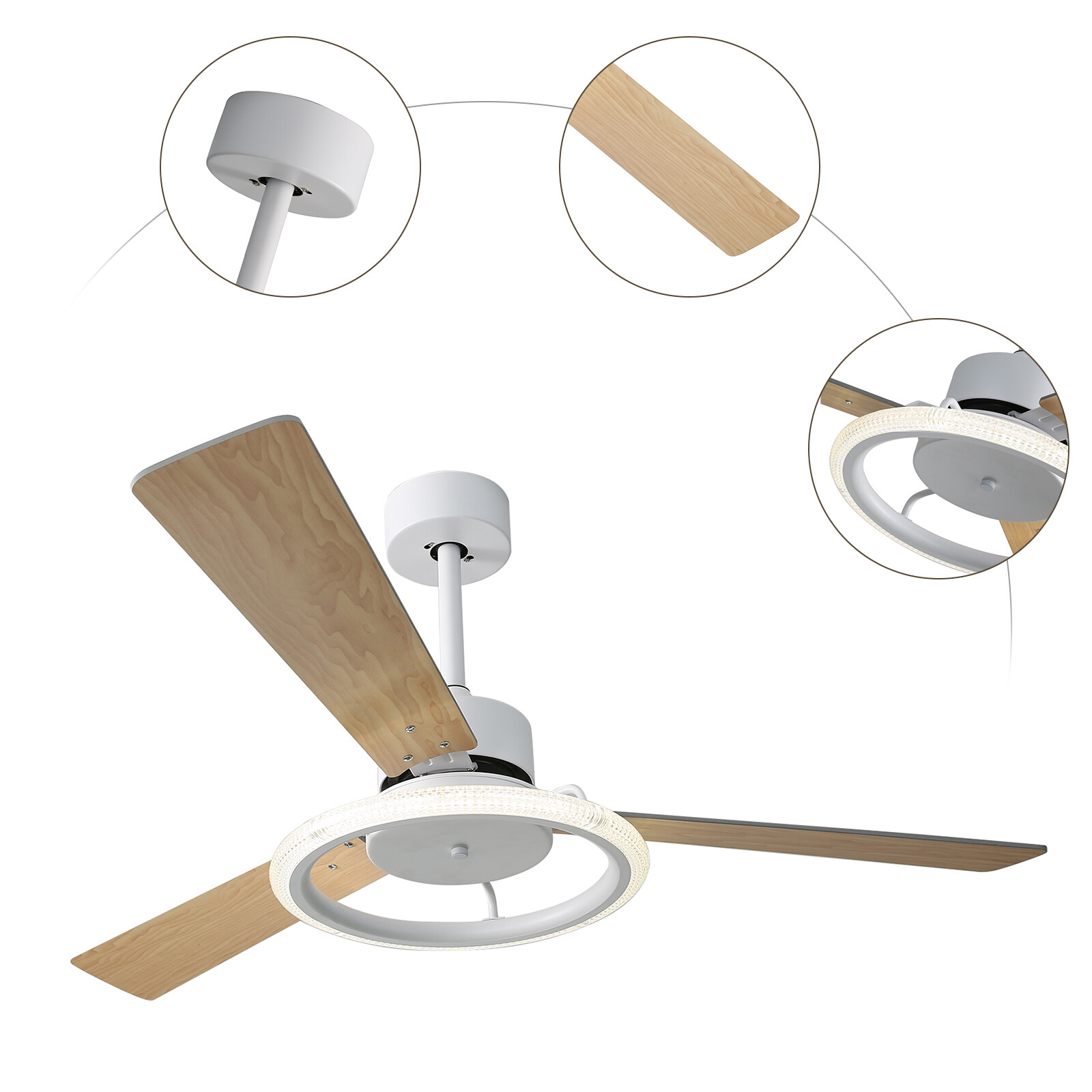 Ceiling Fan Quiet Motor Dc Ceiling Fan & Led Light Adjustable W/ Remote Control