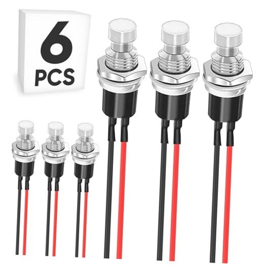 5-Pack Momentary Mini Push Button Switch 12V 250VAC 6 Count (Pack of 1) White
