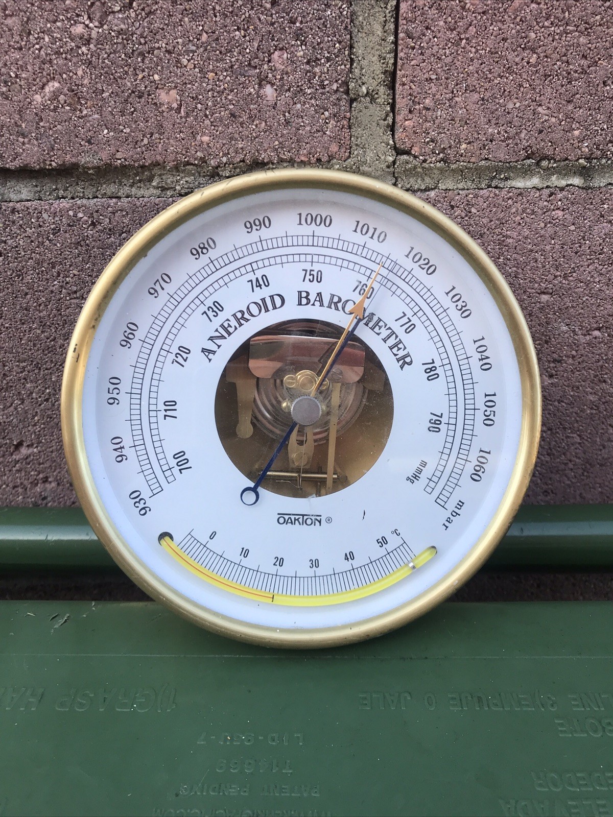 Oakton Aneroid Barometer Wall Mount Model 03316-72 Solid Brass Case