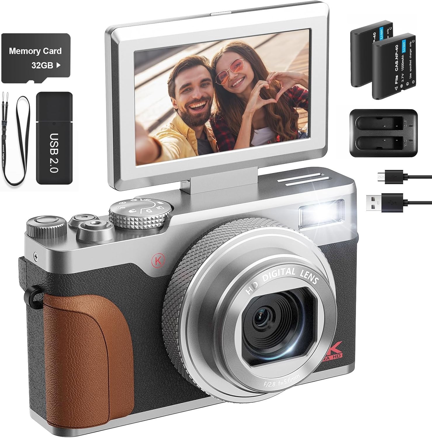 NBD Digital Camera 5K 64MP 18X 180°Flip Screen W/32GB TF For Youtube Photography