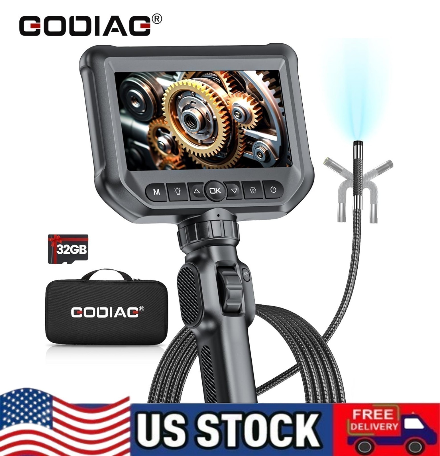 Industrial Endoscope 360 Degree Rotating 2 Million Pixels 1 Meter Long Cable
