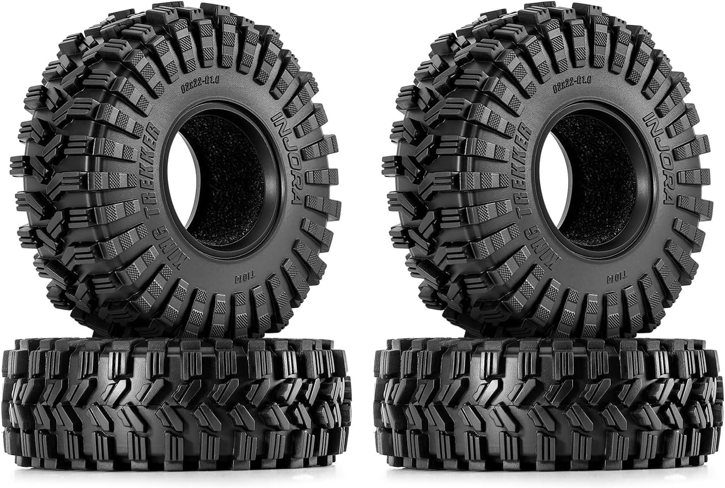 INJORA 1.0 Tires All Terrain S5 Super Soft Sticky for 62mm×22mm, Black