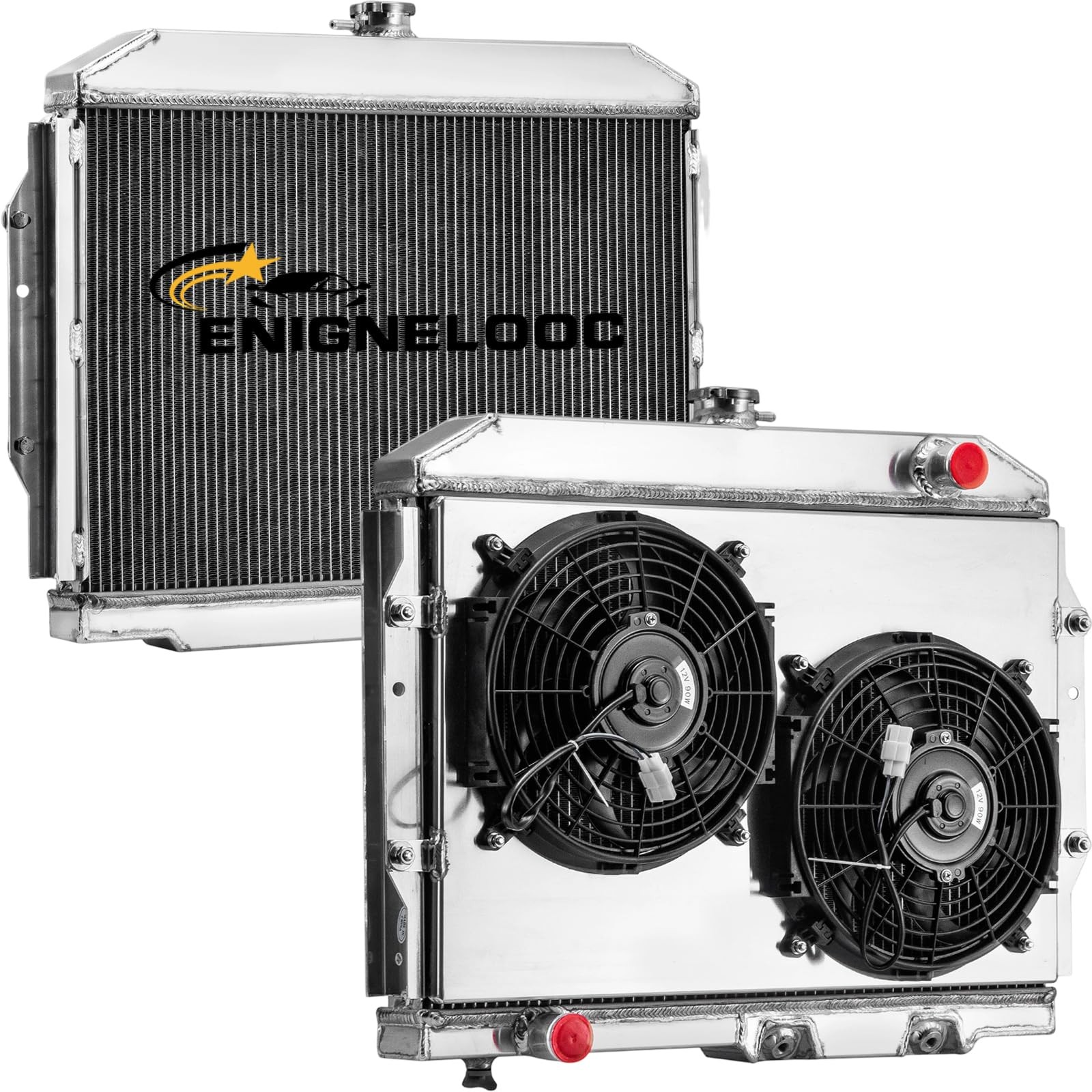 4 Row Core Aluminum Radiator CC407 Replacement Shroud Fan 1958-1968