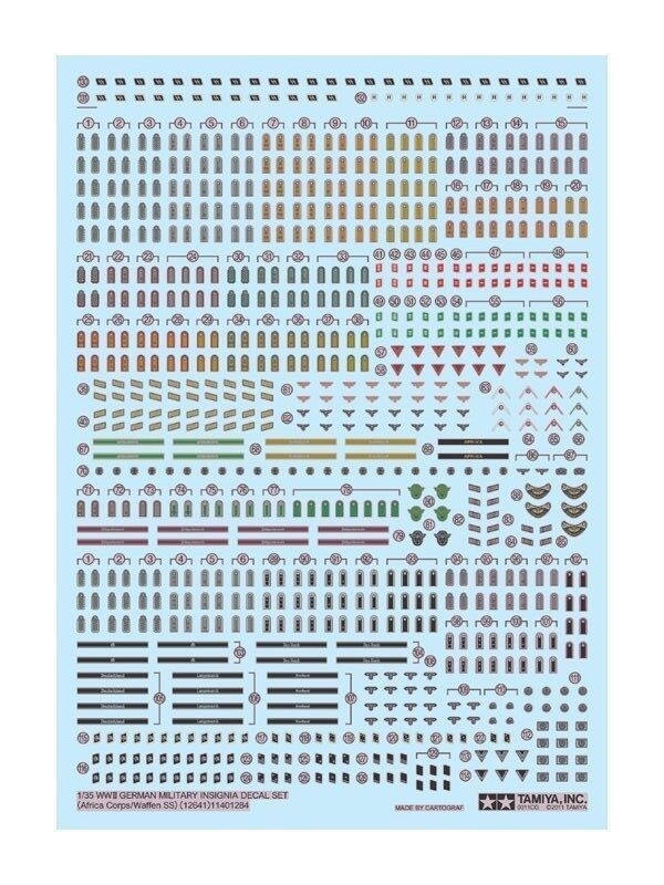 Tamiya 12641 X 1/35 WWII German Military Insignia Decal Set