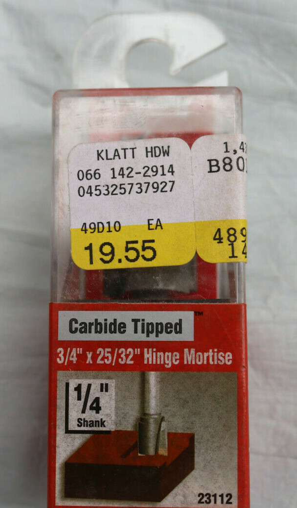 Vermont American 23112 3/4"x 25/32"  Hinge Mortise Carbide Router Bit 1/4" Shank