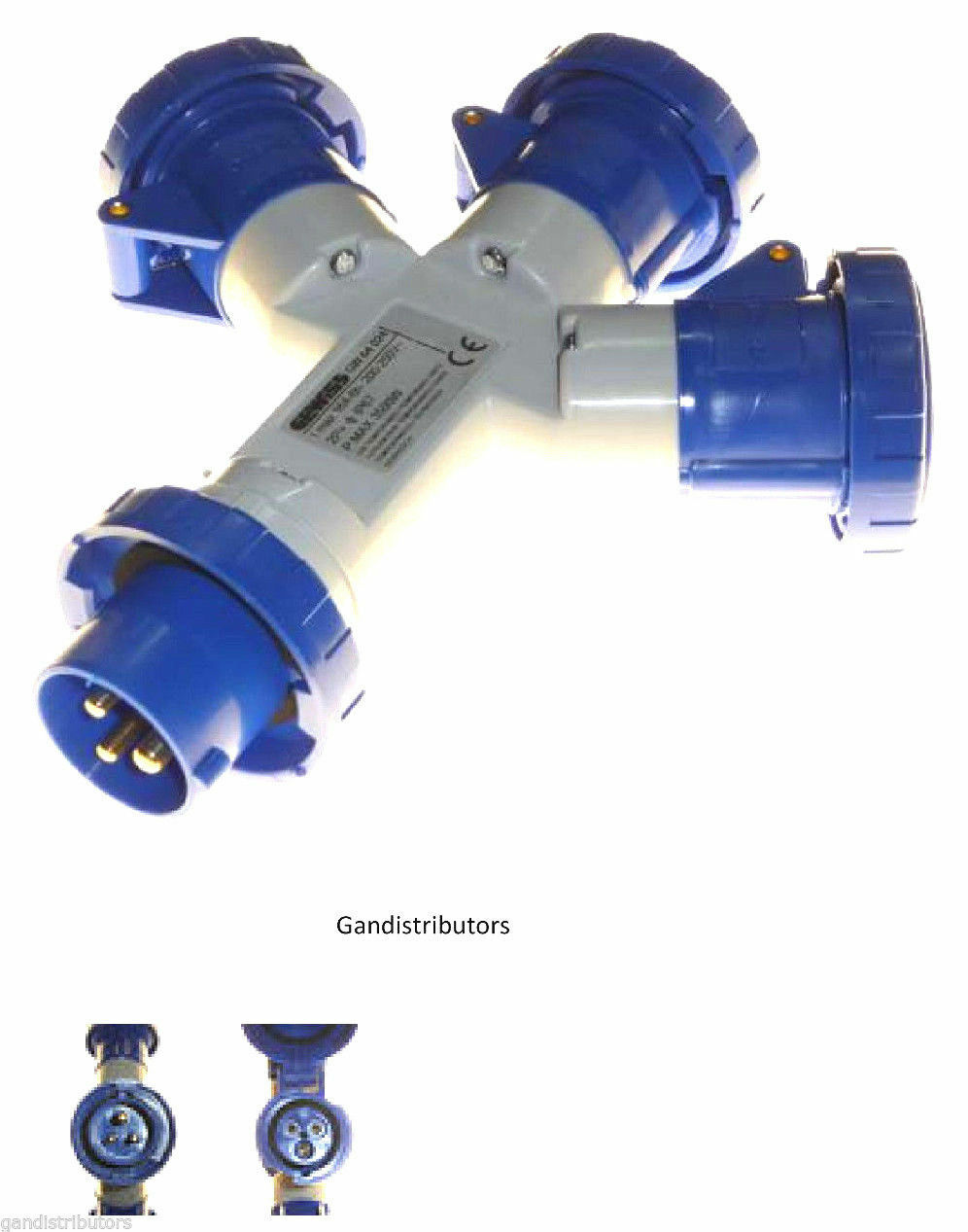 Gewiss Plug Triple / 3-way Socket 16A 2 Pin + Earth  240 Volt GW 64 024