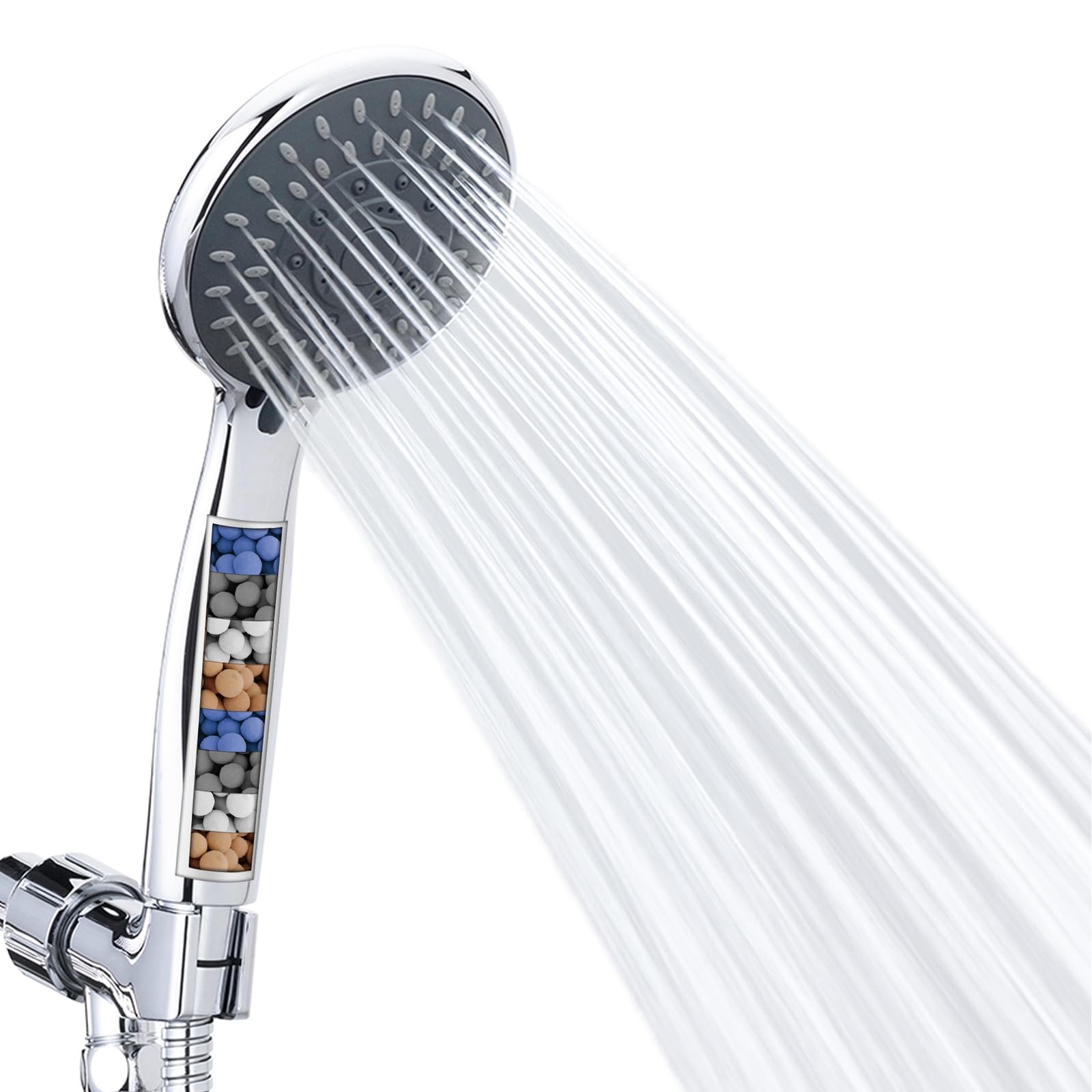 Filtered Shower Head with Handheld, High Pressure 5 Spray Mode with Hose Bracket