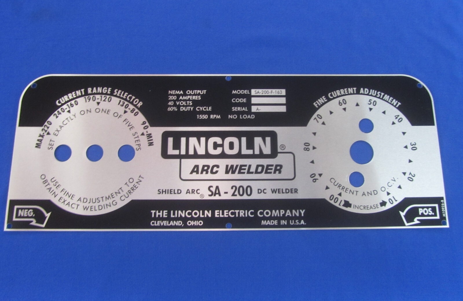 Sa-200 Lincoln Black Face Faceplate M10926-B OEM Quality Made Usa
