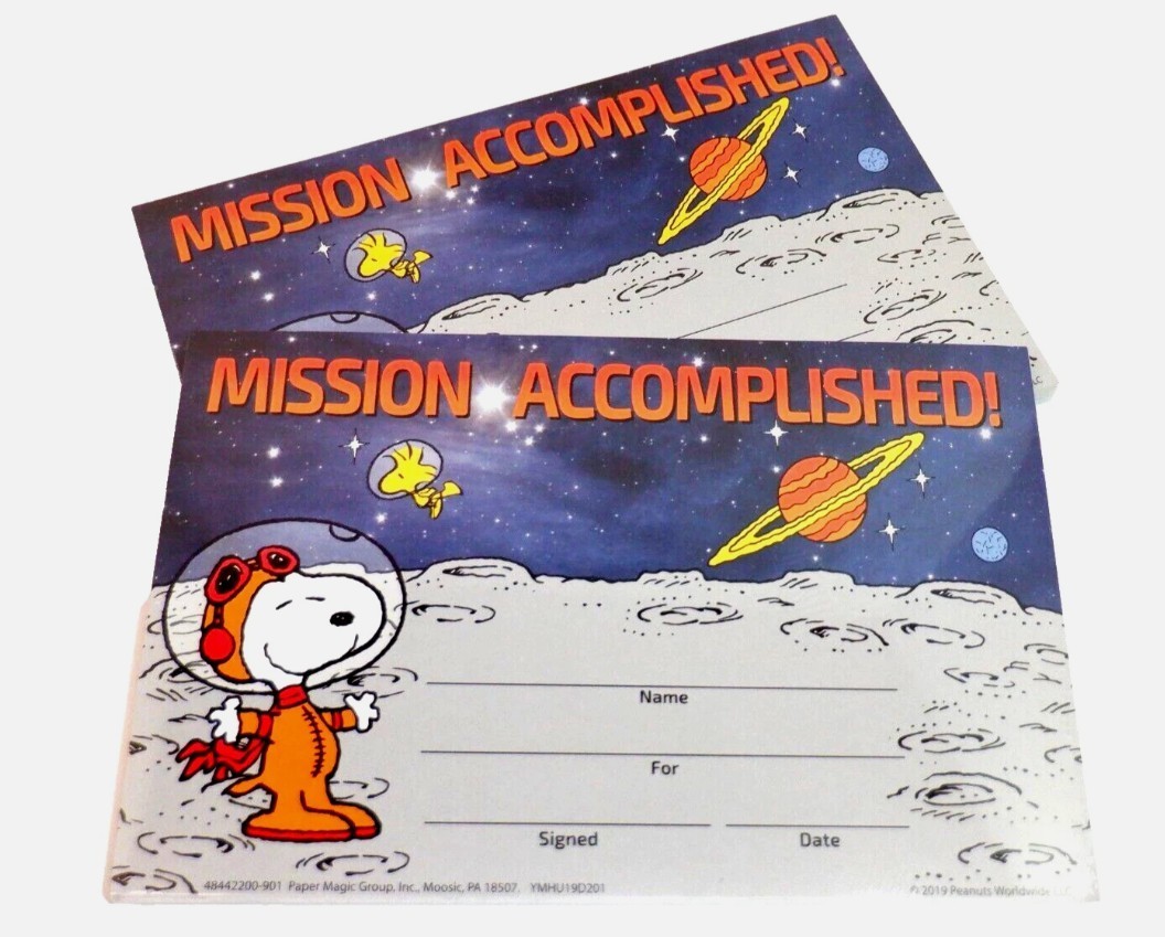 Peanuts Snoopy NASA Accomplished Recognition Awards Space - 72 Cards