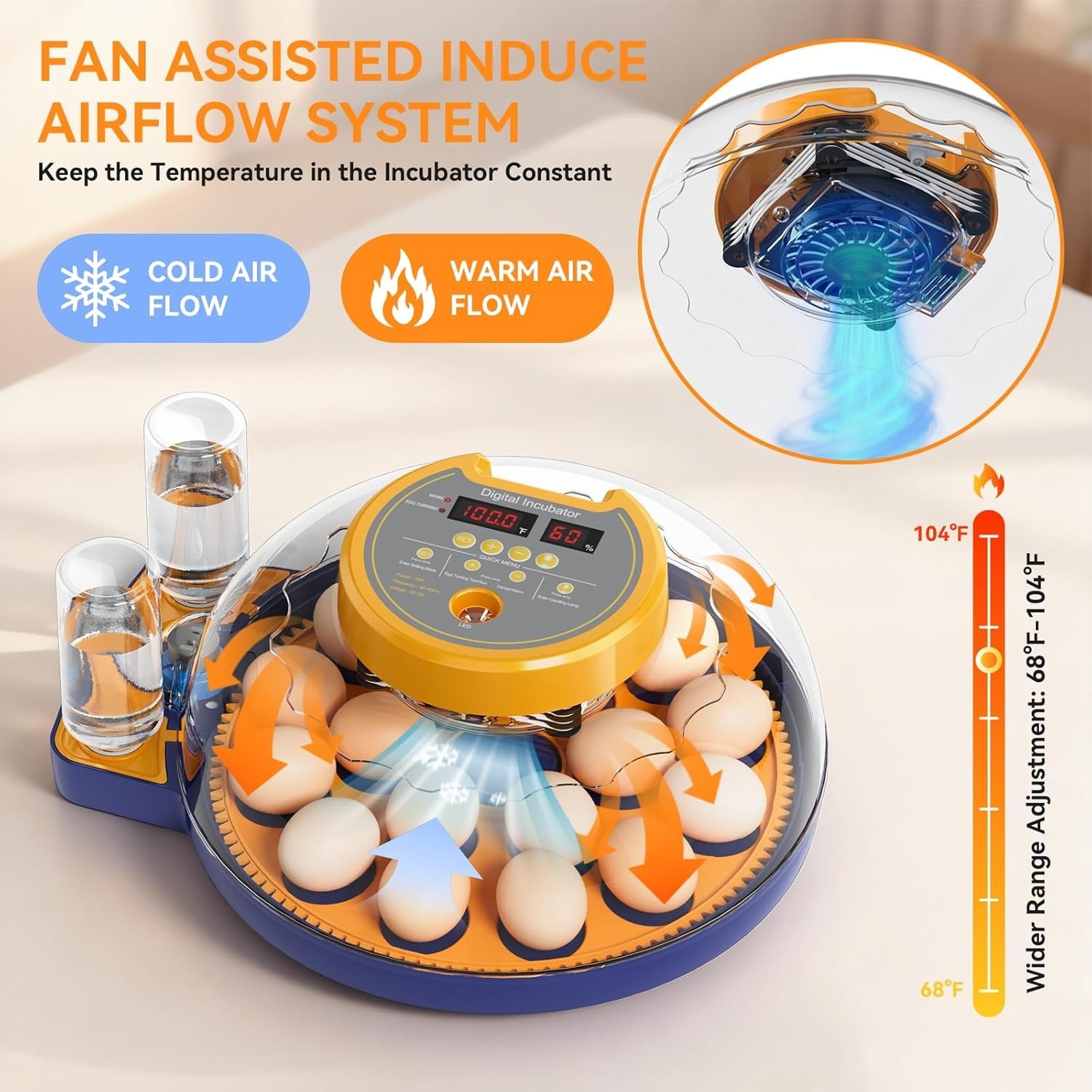 18 Egg Incubator for Hatching Eggs, Chicken Incubator with Automatic Turner,