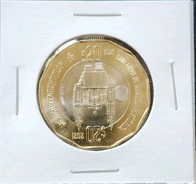 2021 Mexico 20 Pesos Fall Tenochtitlan Coin – Brilliant Uncirculated (BU / UNC)