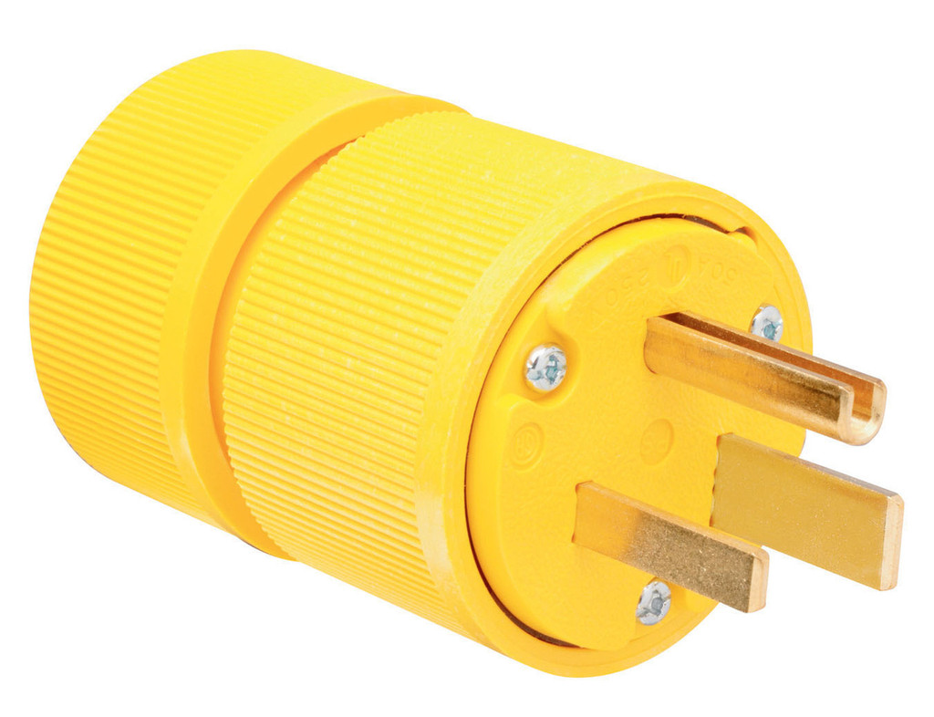 Pass & Seymour D0651 50A 250V Gator Grip Plug Yellow Grounding