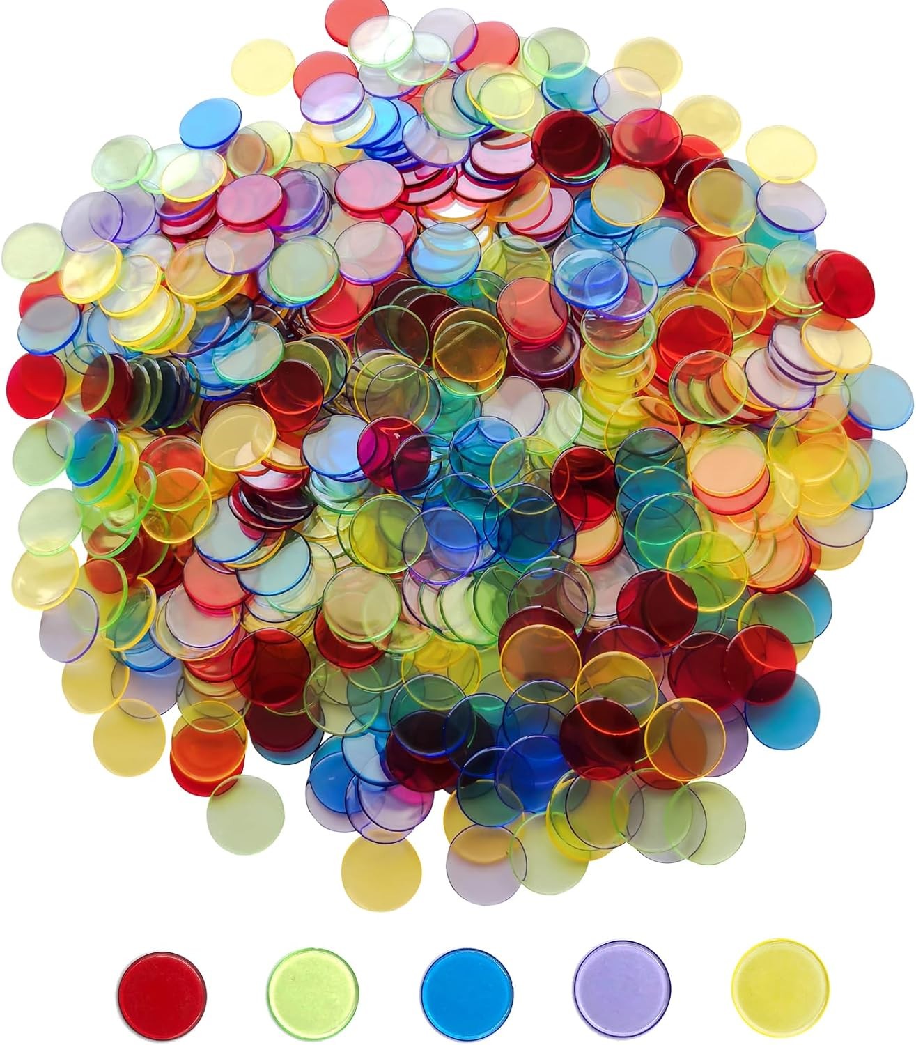 Yuanhe 500 Pieces 3/4 Inch Transparent Counting Chips for Bingo Game, Party