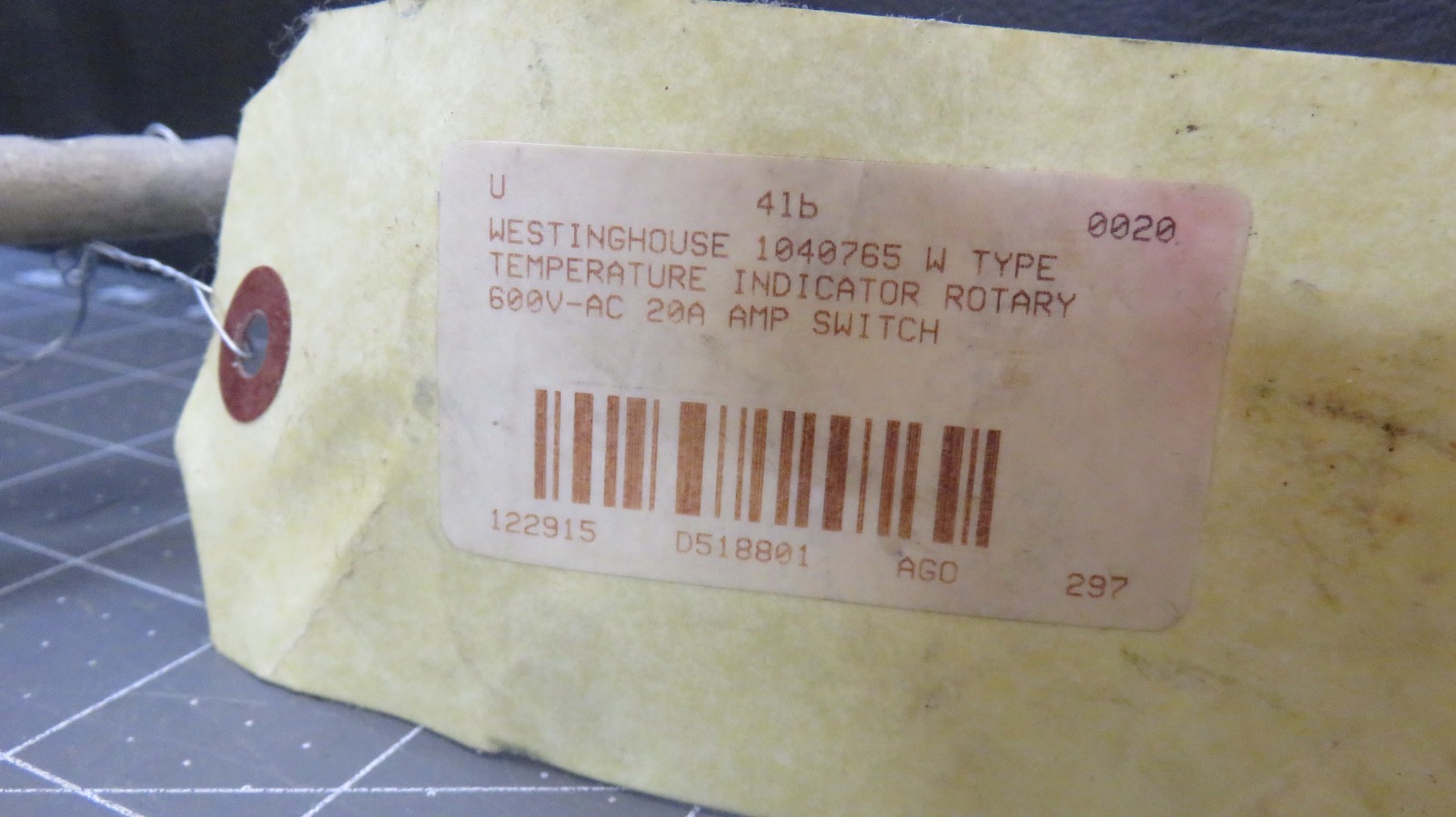 Westinghouse Type W 600V 20A Temperature Indicator Rotary Switch 1040765