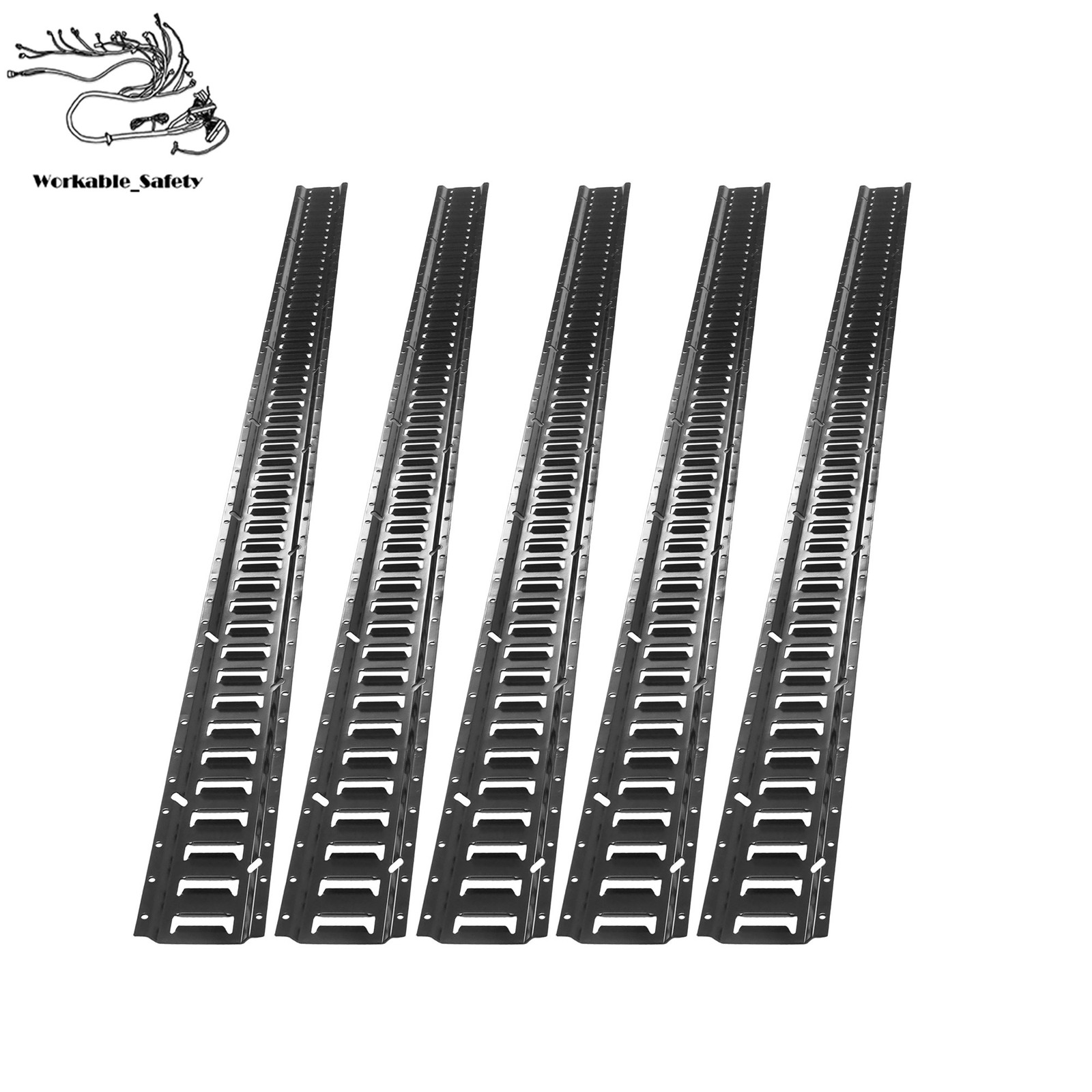 Black 5 Pack 8 Foot E Track Rails Powder Coated Steel For Cargo Trailer Tie Down