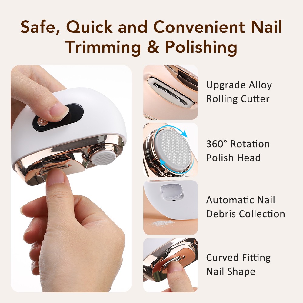 Electric Nail Clipper & LED Nail File Automatic Trimmer with 3-Speed Adjustment