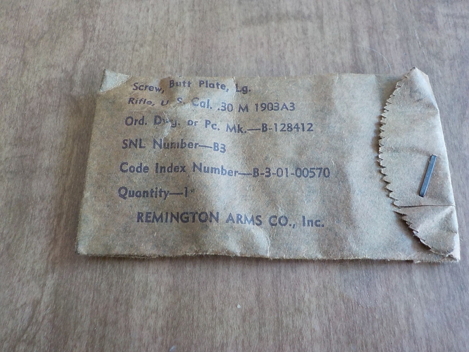 1903A3 Remington New Old Stock Large Buttplate Screw Original Package Fits 1903s