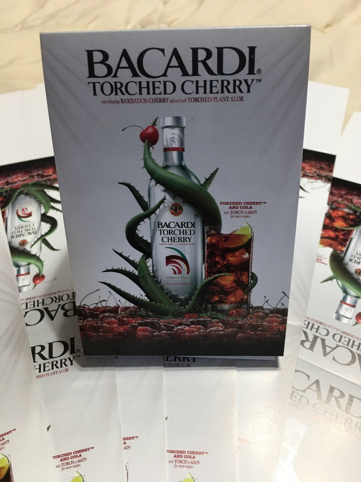 Bacardi Torched Cherry Table Tents (12pk) Rare  Free Ship USA