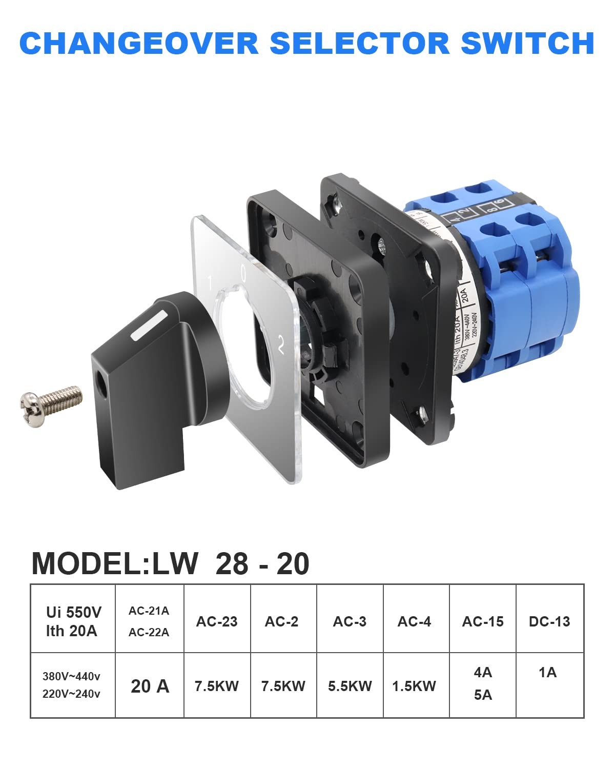 Changeover Selection Switchmultitransfer Switch Ac 550v 20a 3 Positions 8 Termin