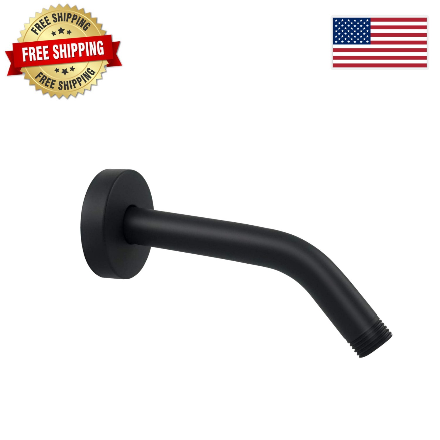 Elegant Matte Black Shower Arm - Durable 6-Inch Wall-Mount for Rain Shower Heads