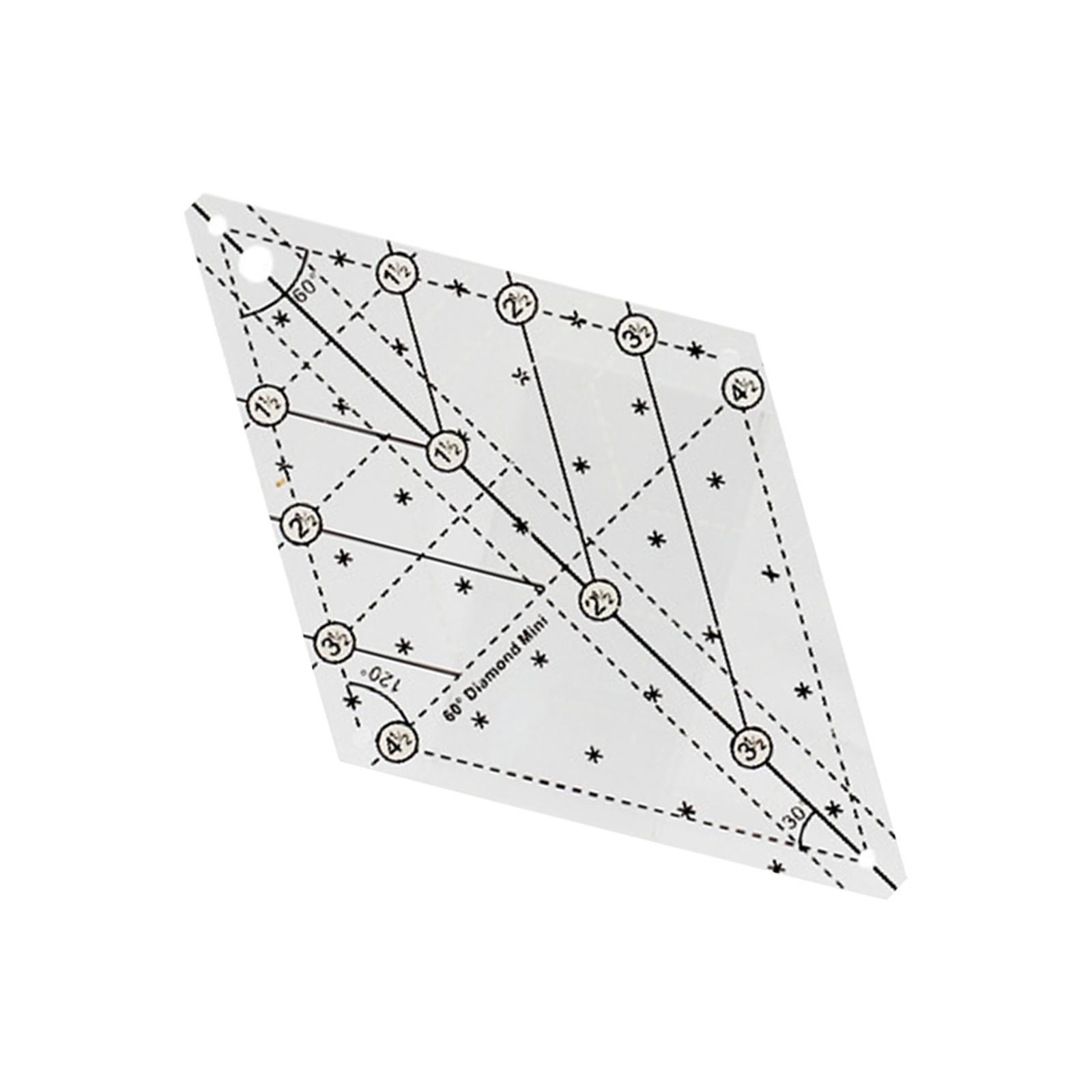 60 Degree Diamond Quilting Template Quilting Ruler Clear for Medium