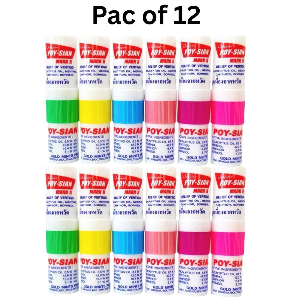 12x Poy Sian Inhaler Mark 2 Convenient Dual-Use Aromatherapy Solution Thai