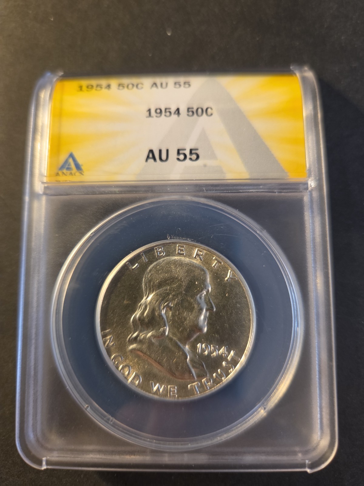 1954 Franklin Silver Half Dollar ANACS AU 55