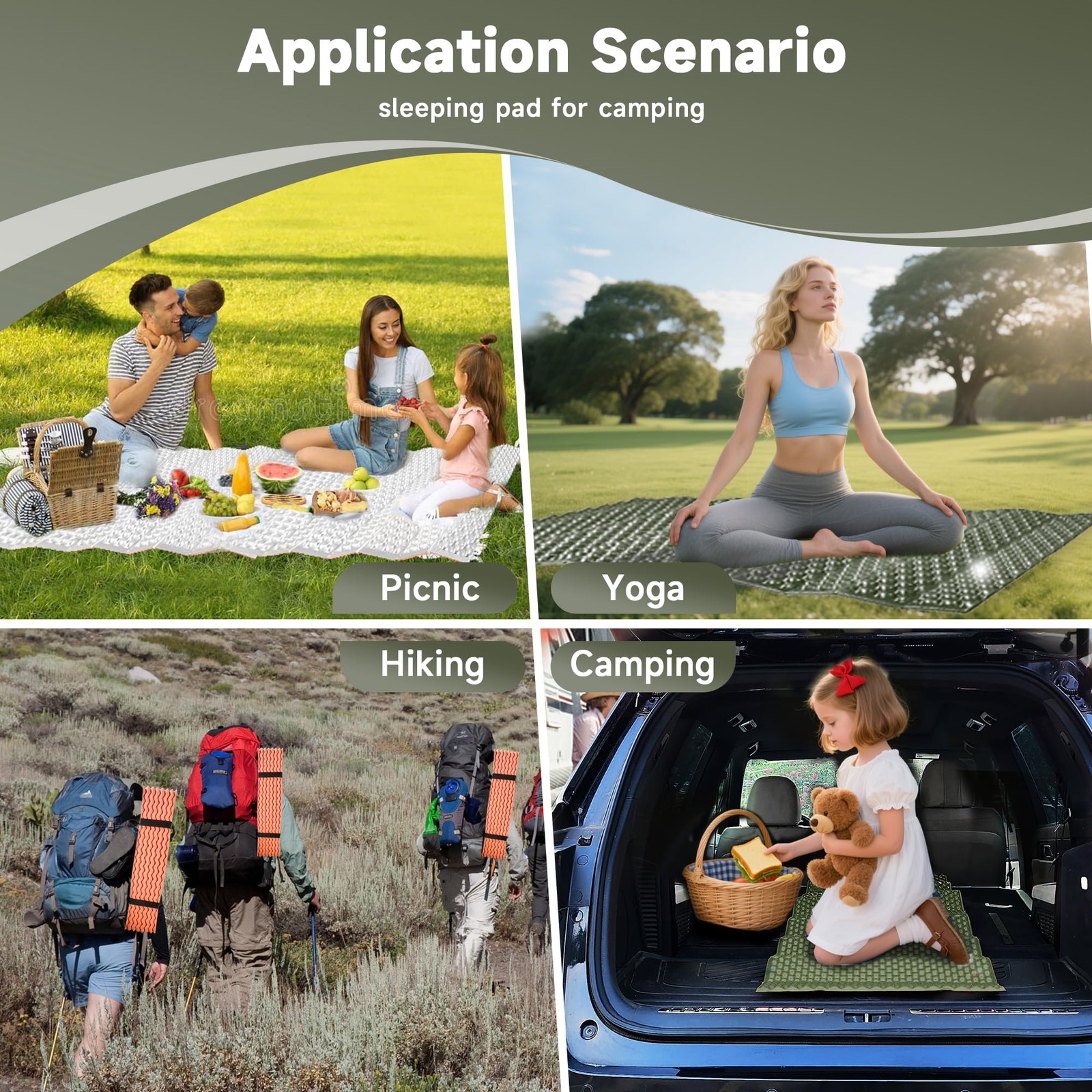 Ultralight Closed Cell Foam Sleeping Pad MoistureProof Folding Camp Mat