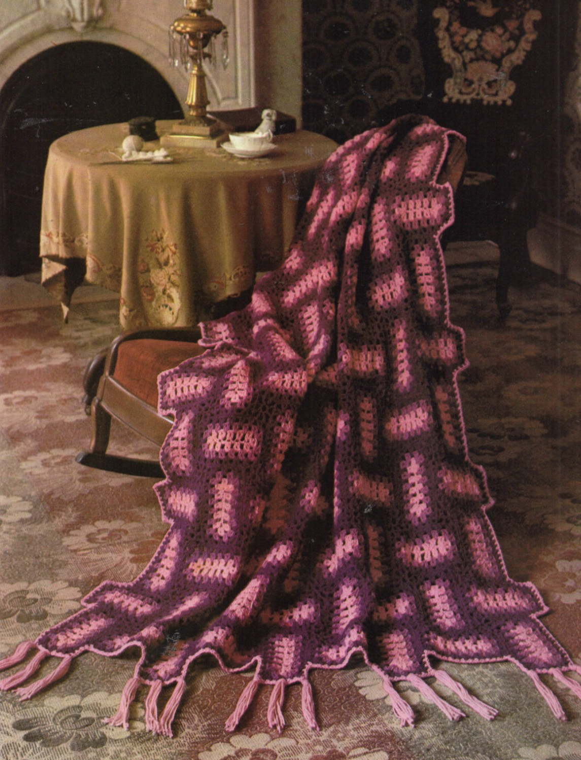 DUSTY ROSE AFGHAN CROCHET PATTERN