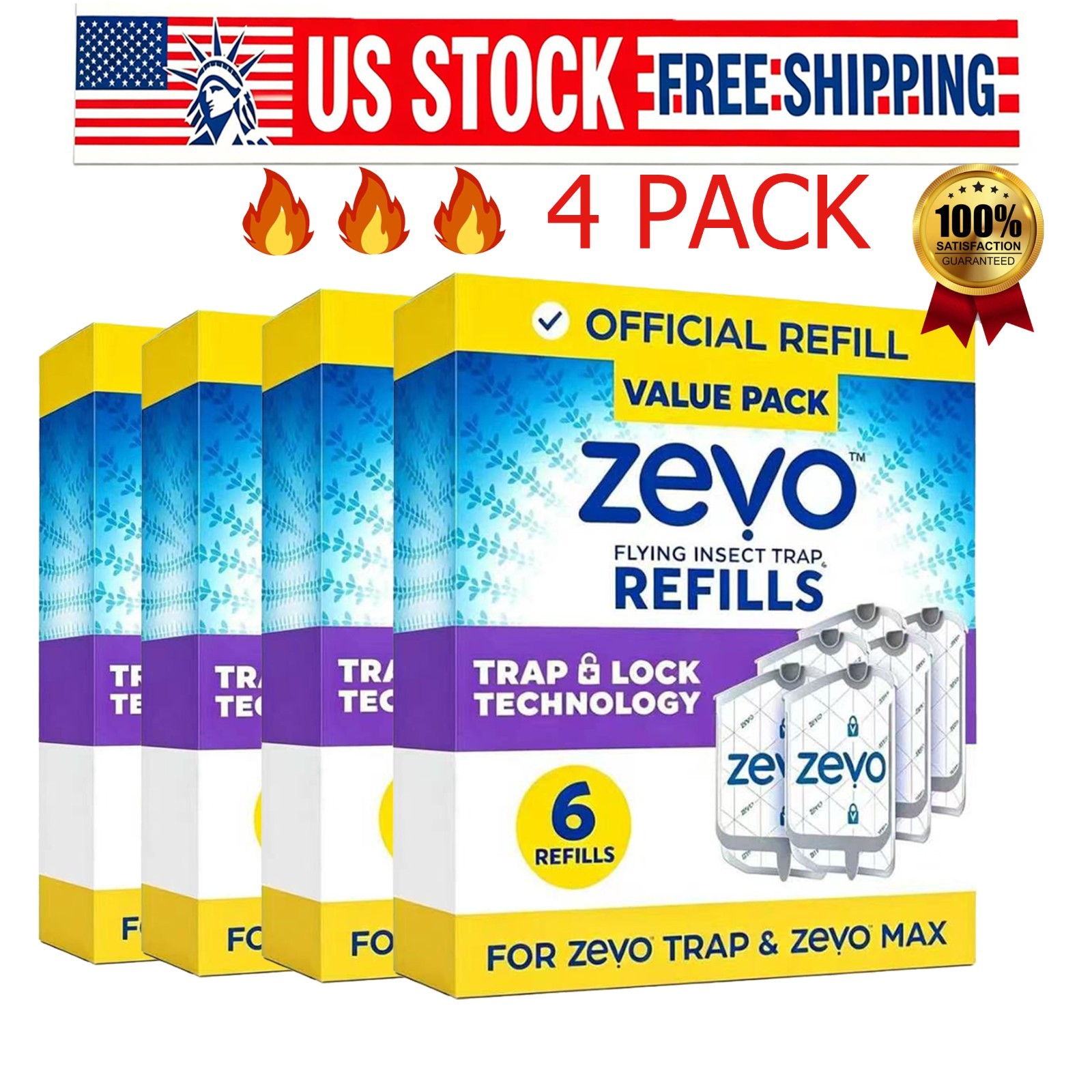Zevo Flying Insect Trap Refill Cartridges -Easy to Use (24 Refill Cartridges)