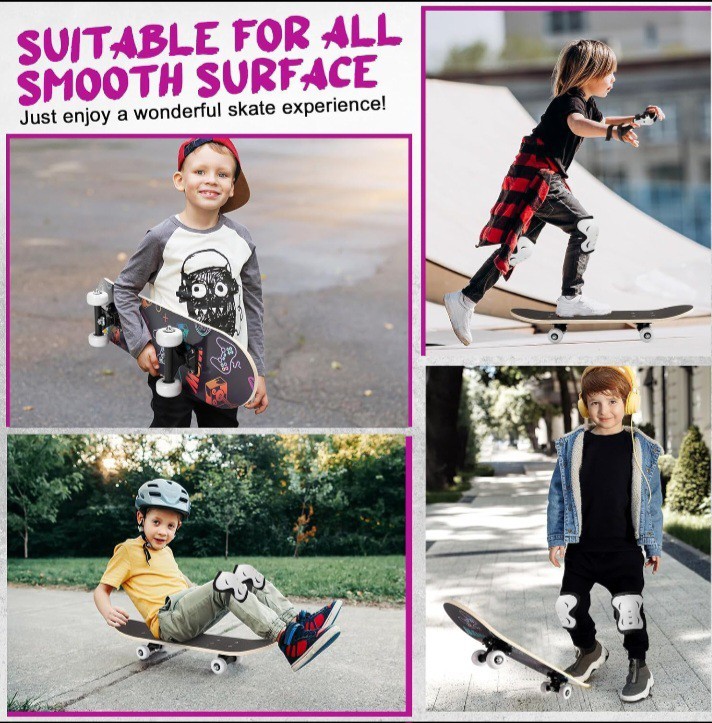 Honoson 7 Pcs Kid's Skateboard Gear Set Knee Elbow Pads Wrist Guards (teal412)