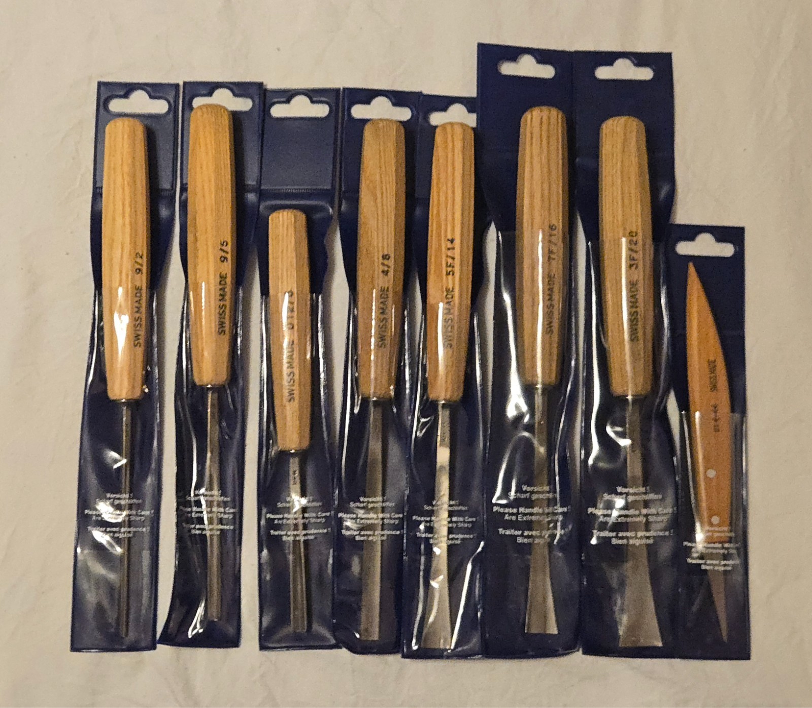Pfiel Swiss Made Carving Tools Assortment (8 Tools) and Sharpening Stones Set